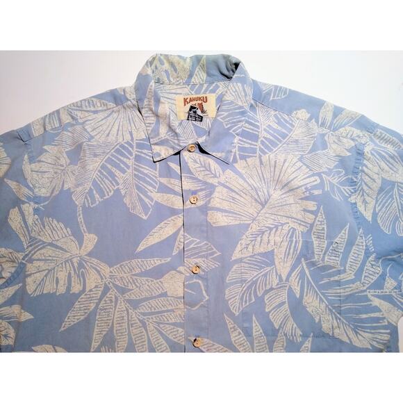 Kahuku Mens VTG Hawaiian Palm Shirt Short Sleeve 100% Cotton All over Print XL - Picture 2 of 5